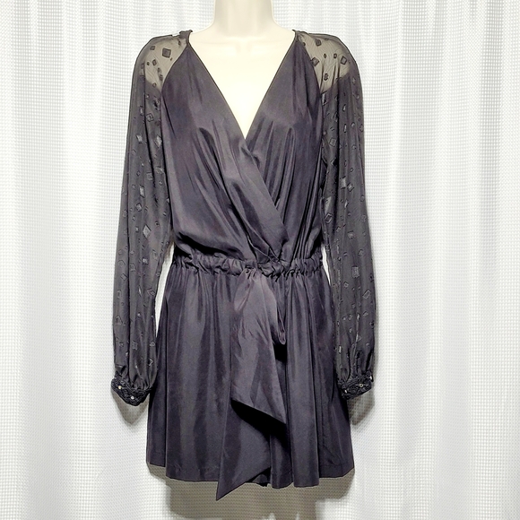 Karen Millen Pants - NWOT Karen Millen Black Sateen & Lace Little Black Dress Romper Women's (8)